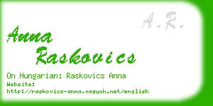 anna raskovics business card